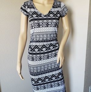 Black and white knee length dress